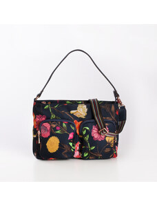 Oilily Winter Bouquet M Flat Shoulder Bag květovaná kabelka 28 cm
