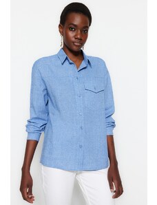 Trendyol Blue Woven Shirt with Pocket