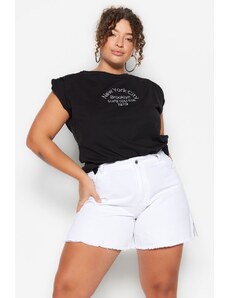 Trendyol Curve White High Waist Rigid Wide Fit Plus Size Shorts & Bermuda