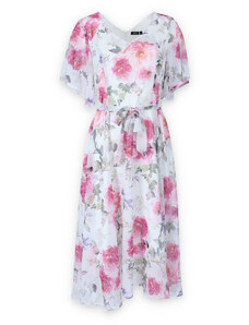 Šaty elegantní s krátkým ruk. Trynite K-1540 barva: bílá-smetanová, velikost: 42