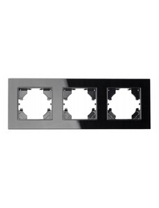 BERGE Trojitý skleněný rámeček pro zásuvku - černý