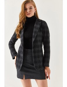 armonika Women's Smoked One-Button Plaid Jacket