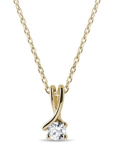 Zlatý náhrdelník stužka s briliantem KLENOTA N0066203