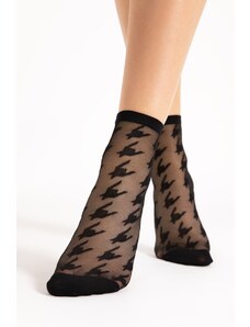 Fiore Černé vzorované silonkové ponožky Rita 20 DEN