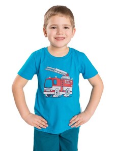 Betty Mode (ušito v ČR) Chlapecké tričko Betty mode tyrkysové hasiči