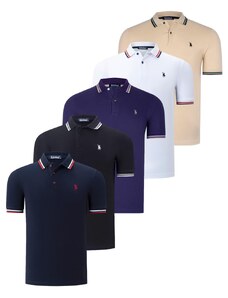 FIVE-SET T8594 DEWBERRY MENS T-SHIRT-BLACK-WHITE-NAVY-BLUE-PURPLE-BEIGE