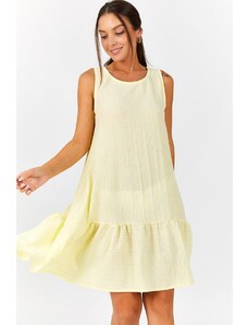 armonika Women's Light Yellow Sleeveless Skirt With Ruffle Patterned Pattern