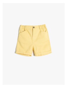 Koton Shorts with Pockets, Elastic Waist, Cotton, Turned-Up Legs