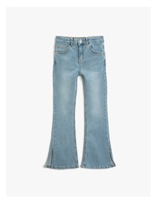 Koton Slit Detail Flared Jeans - Flare Jeans with an Adjustable Elastic Waist.