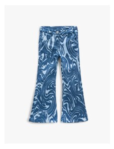 Koton Spanish Leg Trousers Abstract Patterned Cotton With Pocket.