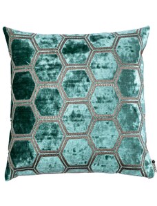 BOHOLOGY Mintově zelený sametový povlak na polštář Hexagon 43 x 43 cm