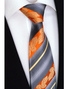 Svatební kravata Beytnur 206-1 šedo oranžová