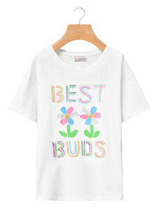 Dívčí tričko GLO STORY BEST BUDS bílé