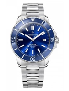 Stříbrné pánské hodinky Venezianico s ocelovým páskem Nereide 3321502C Blue 42MM Automatic