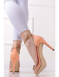 Menbur Oranžovo-transparentní sandály na tenkém podpatku Pavo