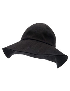 CTH Ericsson of Sweden Letní černý lněný klobouk s širší krempou - Doris Bucket Hat