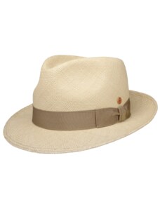 Panamský klobouk Trilby s menší krempou s béžovou stuhou - ručně pletený, UV faktor 80 - Ekvádorská panama - Mayser Maleo