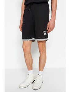 Trendyol Black Men's Regular/Regular Cut Shorts with Printed Text