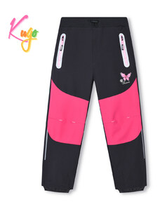 Dívčí nezateplené funkční softshellové kalhoty KUGO HK3113 - černo / růžové