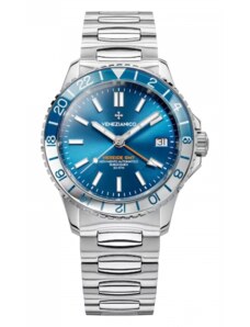 Stříbrné pánské hodinky Venezianico s ocelovým páskem Nereide GMT 3521502C Blue 39MM Automatic