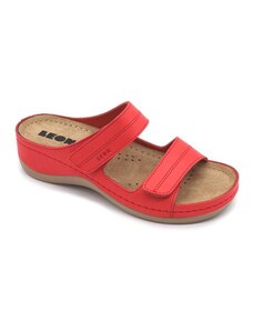 Leon 907 Dámská kožená zdravotní obuv - Červená
