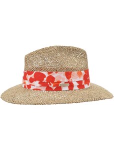 SEEBERGER Slaměný klobouk z mořské trávy s černou stuhou - Fedora