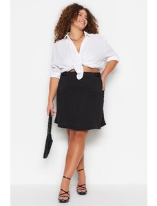 Trendyol Curve Black Knitted Skirt With Button Detailed Ruffles