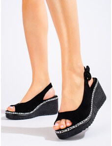 GOODIN Shelvt black wedge sandals