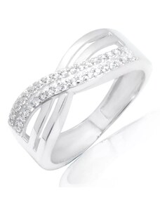 IKS stříbrný prsten s čirými zirkony