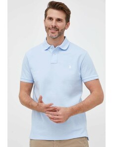 Polo Ralph Lauren Bavlněné polo tričko Ralph Lauren tyrkysová barva, 710782592