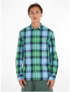 Tommy Hilfiger Modro-zelená pánská kostkovaná košile Tommy Jeans Essential - Pánské