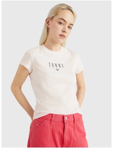 Tommy Hilfiger Světle růžové dámské tričko Tommy Jeans Essential - Dámské