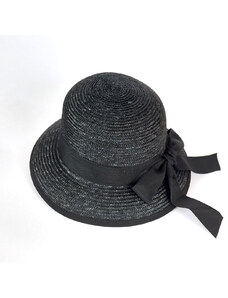 KRUMLOVANKA Černý letní dámský klobouk se stuhou Fa-42652