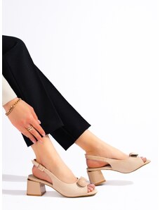 PK Komfortní hnědé dámské sandály na širokém podpatku