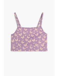 Koton Girls' Butterfly Print Thin Straps Crop Top 3skg30054ak