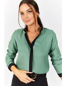 armonika Women's Turquoise Shirt with Stripe Front