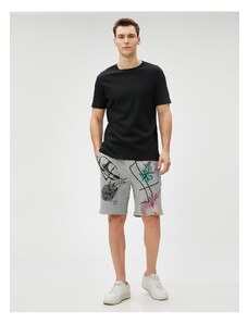 Koton Printed Shorts Tie Waist Pocket Detailed