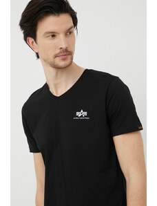 Bavlněné tričko Alpha Industries černá barva, 106513.03-Black