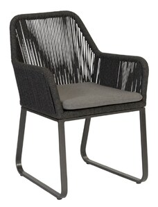 Hoorns Šedá látková zahradní židle Sienna s černým výpletem