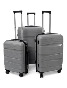 Rogal Šedá sada 3 luxusních skořepinových kufrů "Royal" - vel. M, L, XL