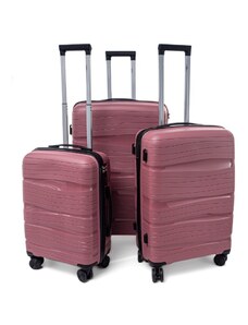 Rogal Růžová sada 3 luxusních skořepinových kufrů "Royal" - vel. M, L, XL