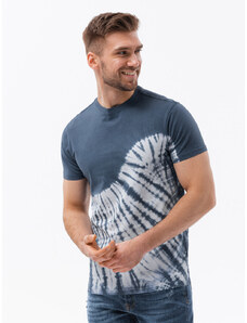 Ombre Clothing Pánské bavlněné tričko TIE DYE - tmavě modré V4 S1617