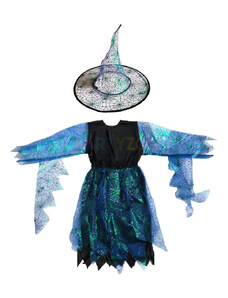 Dětský kostým pro čarodějnici modrý