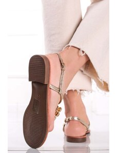 Ideal Zlaté nízké sandály s ozdobnými kamínky Camille