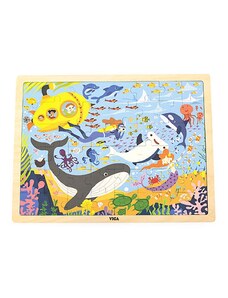 Dřevěné puzzle 48 dílků Viga Mořský život Barva: Multicolor