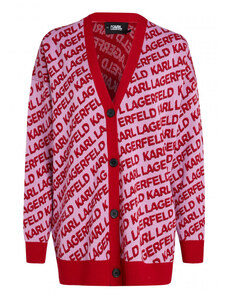 SVETR KARL LAGERFELD ALLOVER LOGO JACQUARD CARDIGAN