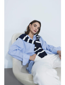 DEFACTO Oversize Fit Striped Long Sleeve Poplin Shirt