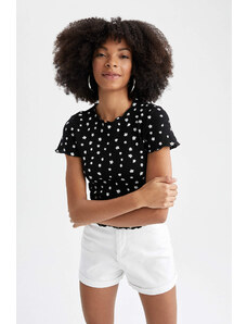 DEFACTO Slim Fit Short Sleeve Polka Dot Print T-Shirt