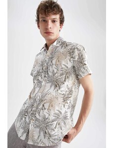 DEFACTO Slim Fit Polo Neck Floral Short Sleeve Shirt
