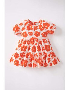 DEFACTO Baby Girl Floral Short Sleeve Linen Look Dress